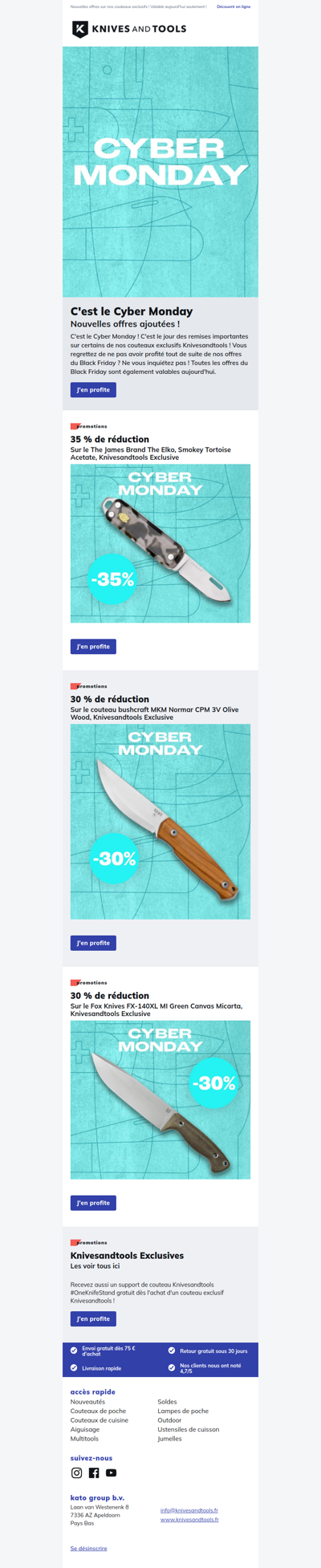 Cyber Monday chez Knivesandtools !