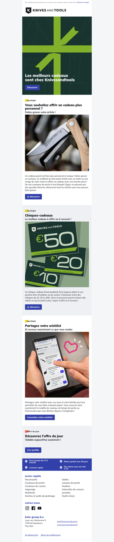 Les meilleurs cadeaux sont chez Knivesandtools