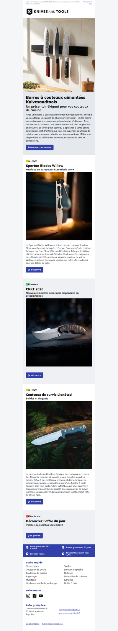 Barres à couteaux mangétiques Knivesandtools : un présentoir élégant pour vos couteaux de cuisine