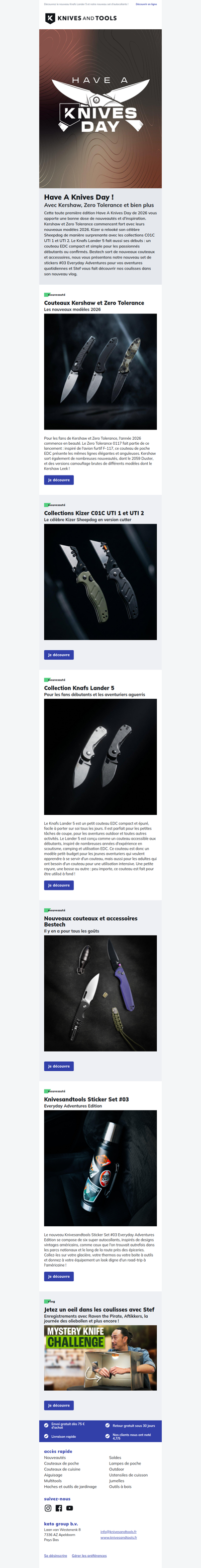 Have A Knives Day ! Avec les nouveautés 2026 Kershaw et Zero Tolerance