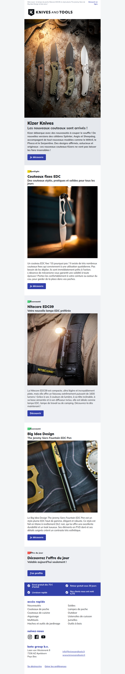 Nous venons d'ajouter de nouveaux couteaux Kizer à notre assortiment !