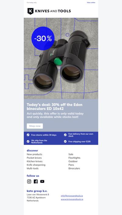 DEAL OF THE DAY: 30% off the Eden binoculars ED 10x42