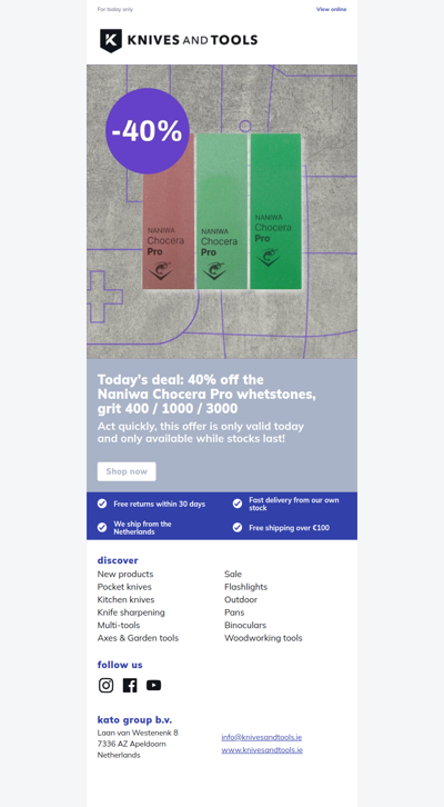 DEAL OF THE DAY: 40% off the Naniwa Chocera Pro whetstones, grit 400 / 1000 / 3000