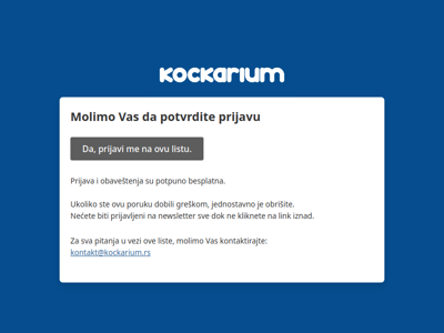 Kockarium.rs: Molimo Vas da potvrdite prijavu