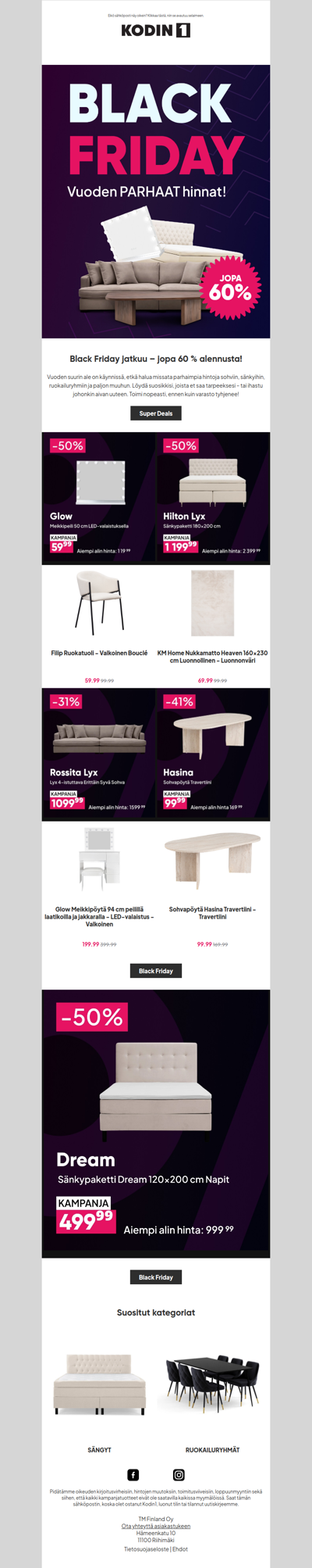 🔥 Black Friday jatkuu – älä missaa vuoden parhaita tarjouksia kotiin!