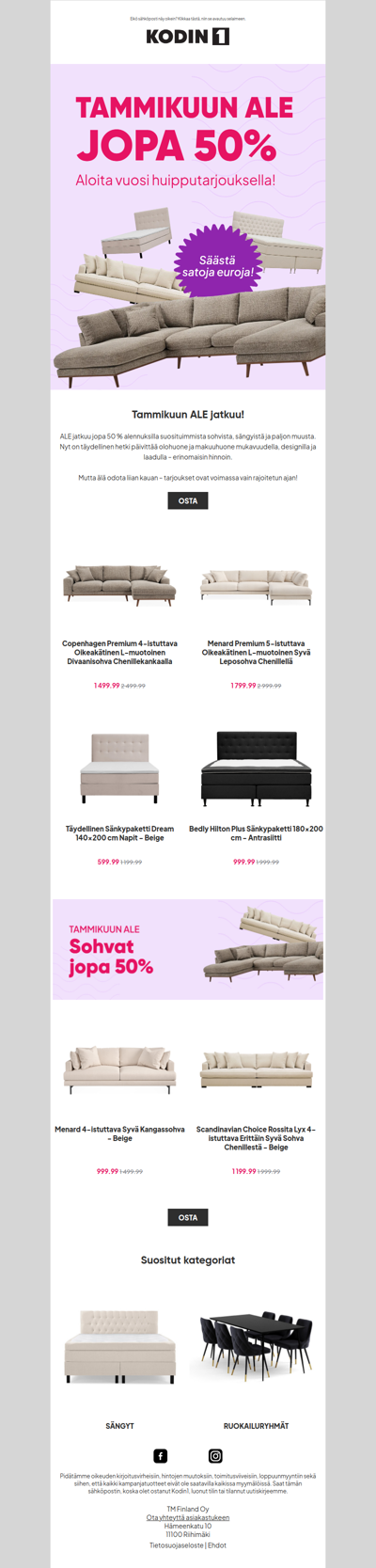 Myyntihitit ALEssa – aloita vuosi uusilla huonekaluilla! 🔥