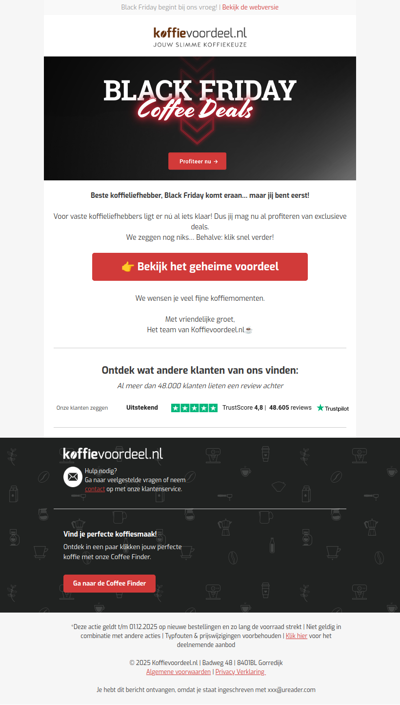 Pssst! Black Friday sale voor Koffievoordeel klanten