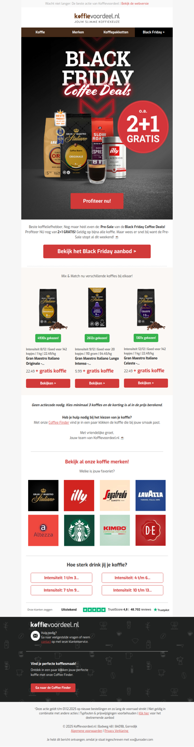 2+1 gratis op heel veel koffie