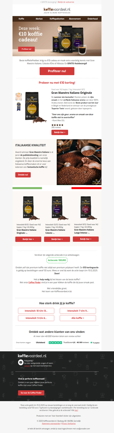 €10 EXTRA korting op de beste koffiesmaken!