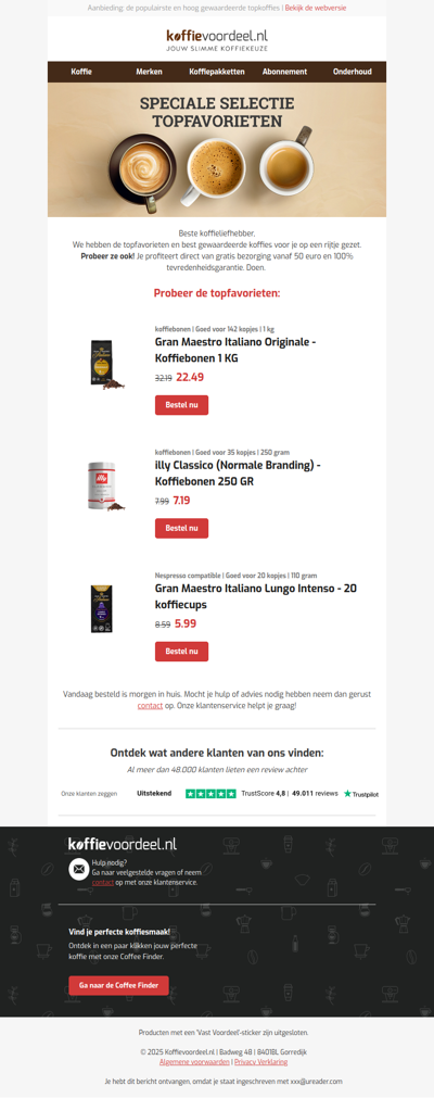 Profiteer nu! Speciale selectie populairste topkoffies