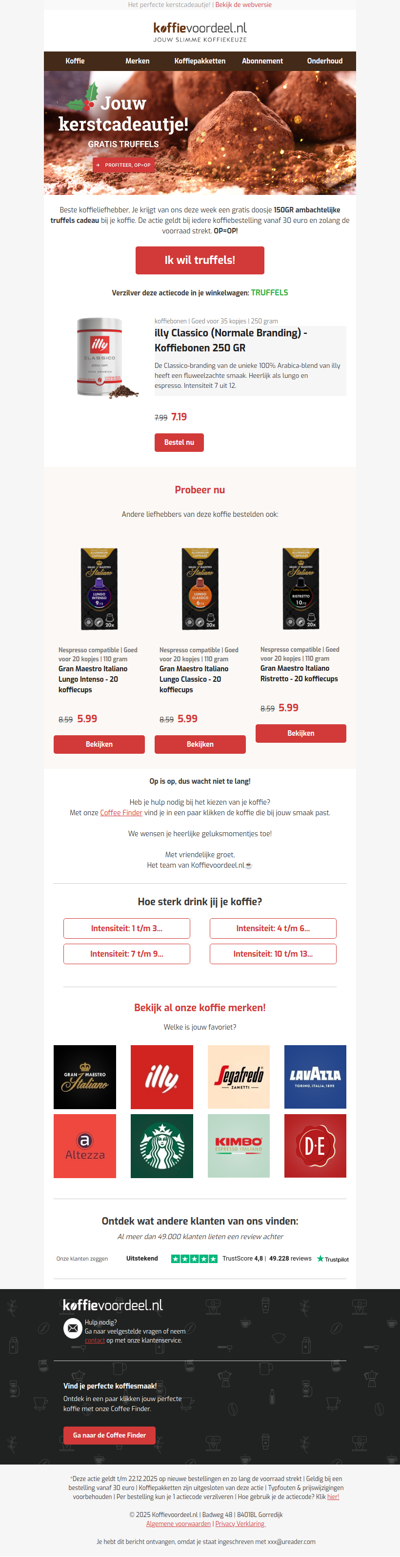 🍫 Gratis Ambachtelijke truffels bij de koffie