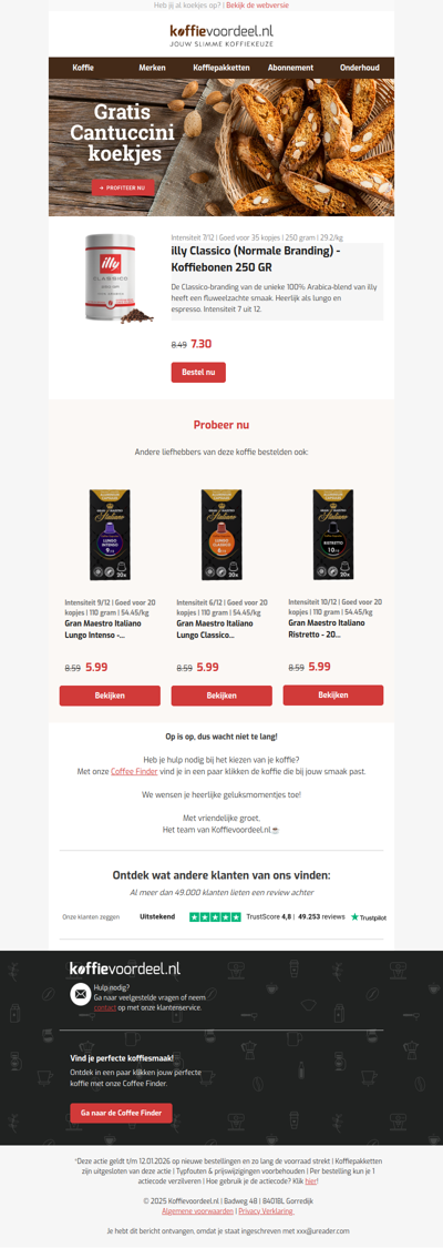 Alleen vandaag nog: GRATIS koekjes bij je koffie