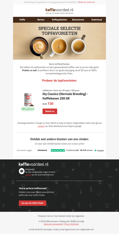 Profiteer nu! Speciale selectie populairste topkoffies