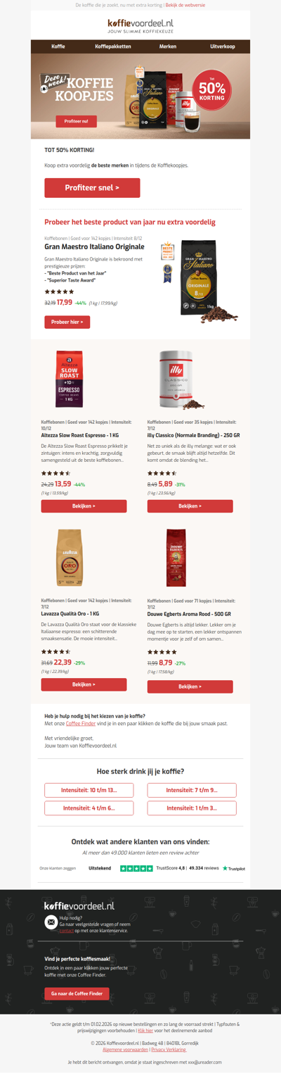 koffie-fan? Nu tot 50% voordeel!