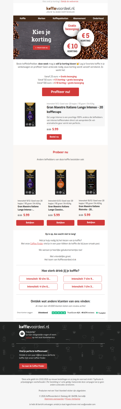 Tot €10 extra op koffie naar keuze!