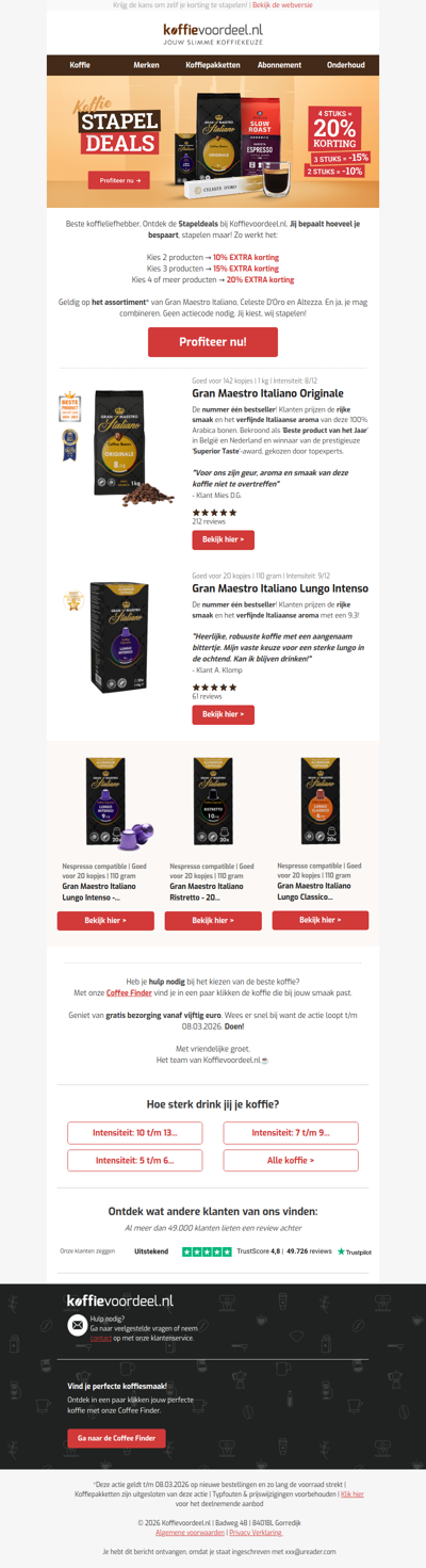 Stapeldeals! Meer kopen is meer korting!