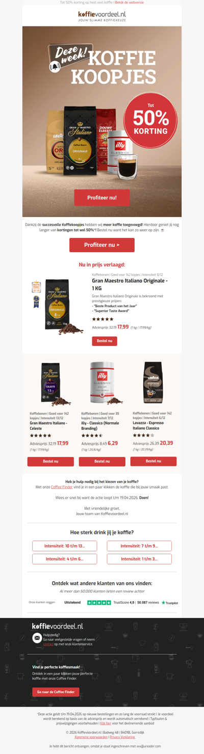 Je koffie smaakt beter met korting 😉