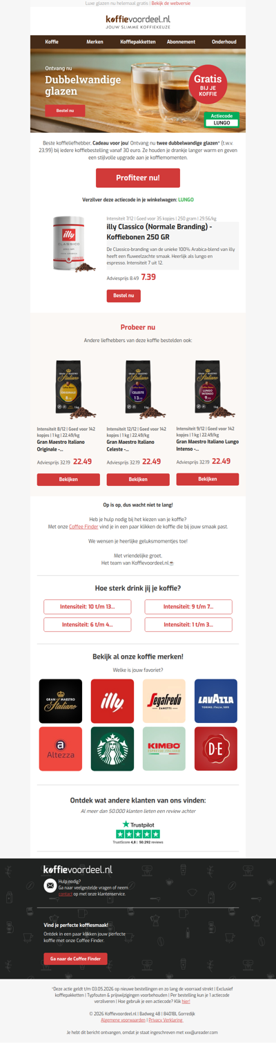 Gratis: dubbelwandige glazen t.w.v. 23,99!