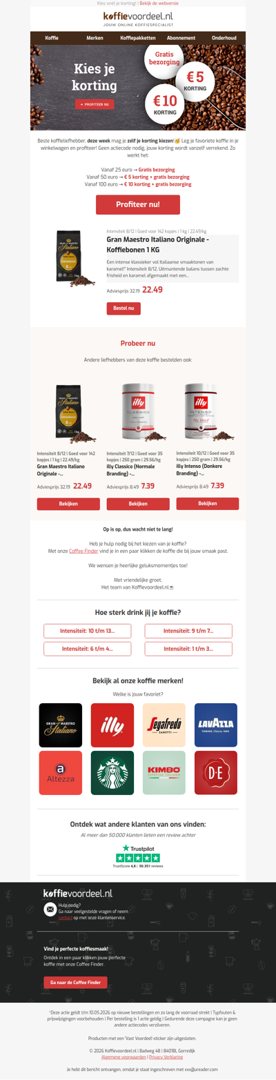 Tot €10 extra op koffie naar keuze!