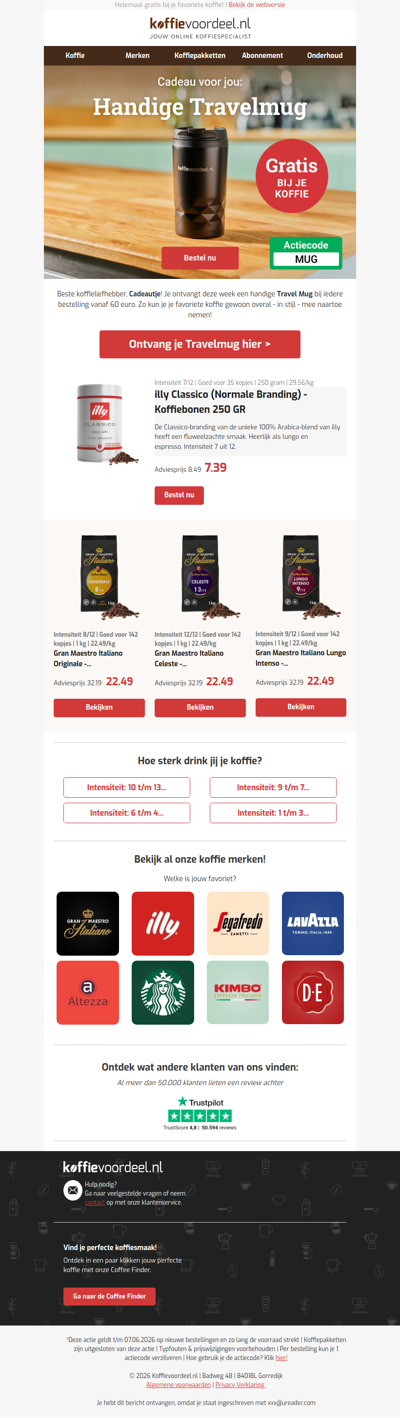 NU: Gratis Travelmug bij je bestelling | OP=OP
