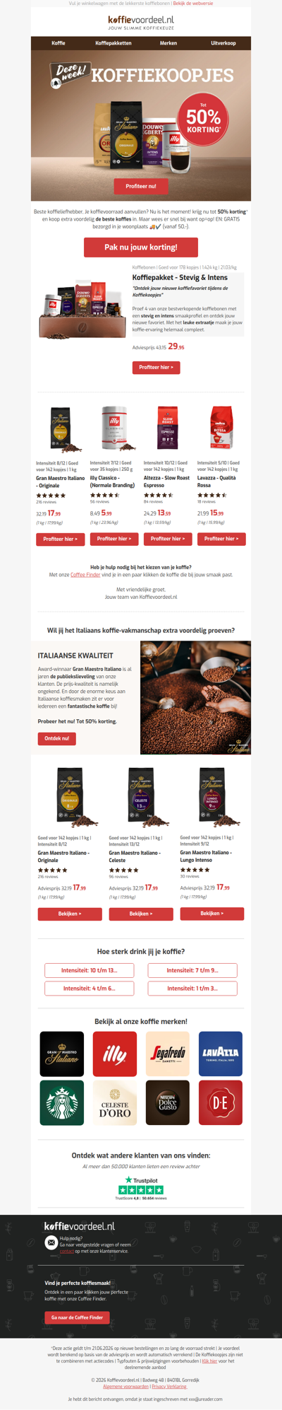 Tot 50% korting op de beste koffiebonen