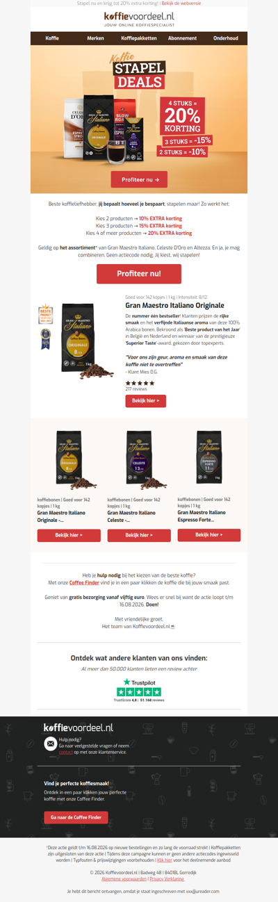 20% extra korting op de scherpe Koffievoordeelprijs!