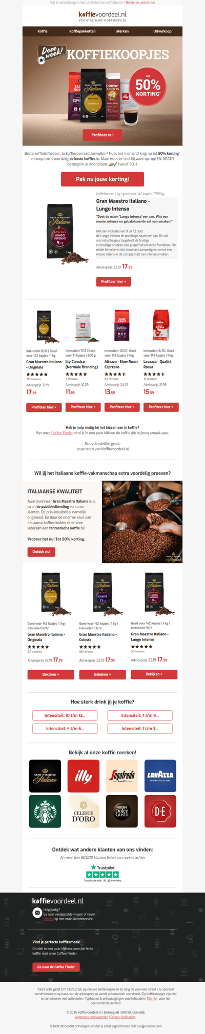 Tot 50% korting op koffiebonen