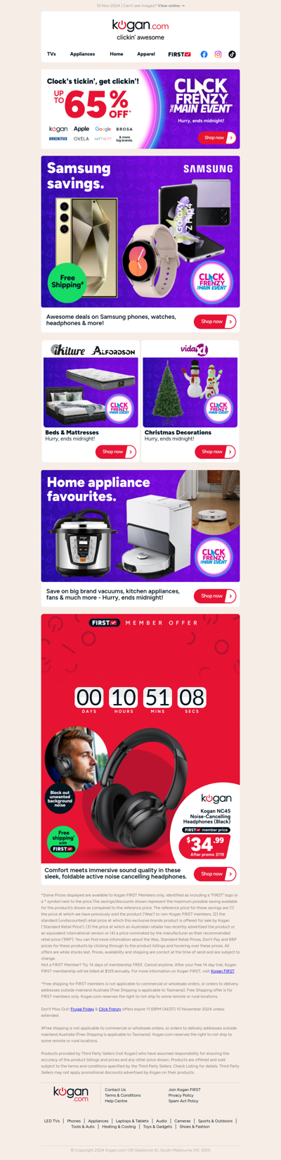 Huge Click Frenzy savings on Samsung, appliances & more ends midnight!