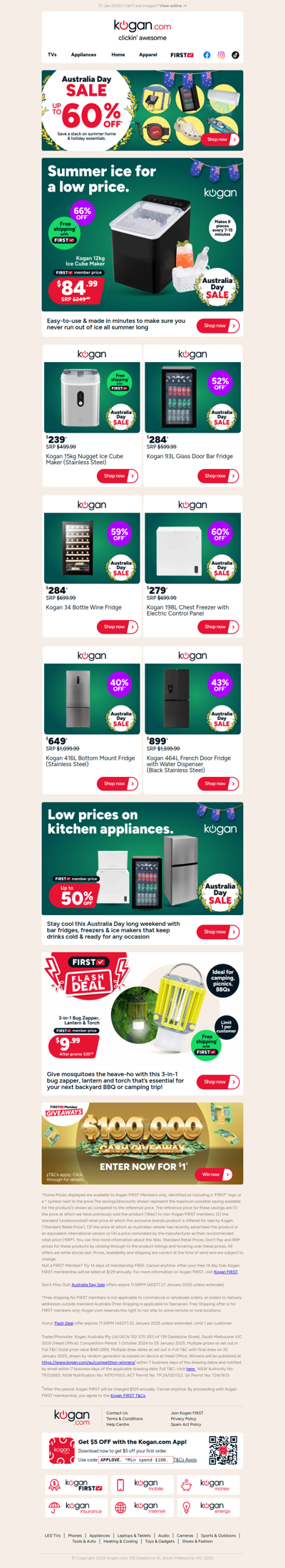 Aus Day Sale 🦘 Kogan 12kg Ice Cube Maker NOW $84.99 (66% OFF standard retail price!)