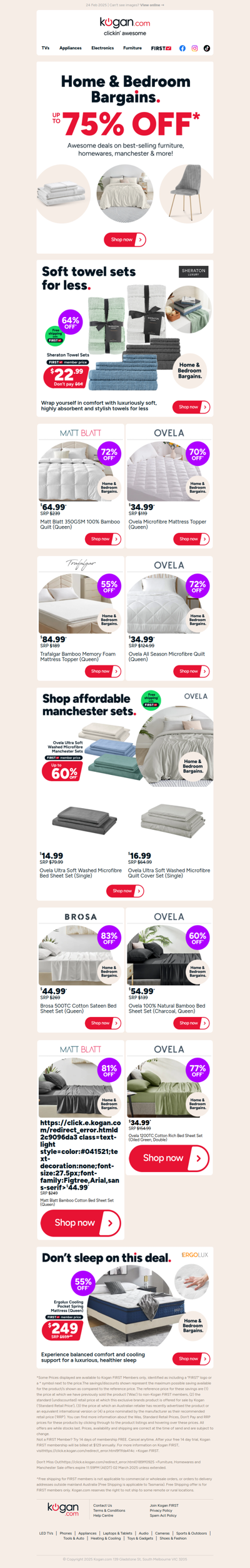 Up to 75% OFF Manchester, Homewares, Furniture & more!