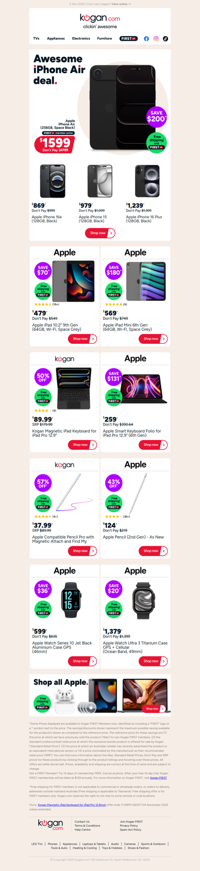 Apple iPhone Air (256GB) ONLY $1,599 (Don't Pay $1,799)