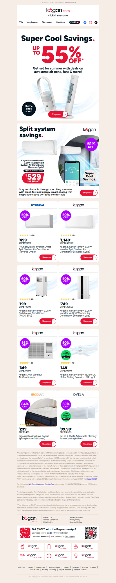 Air Conditioner and Cooling Sale ❄️ Up to 55% OFF air cons, fans & more