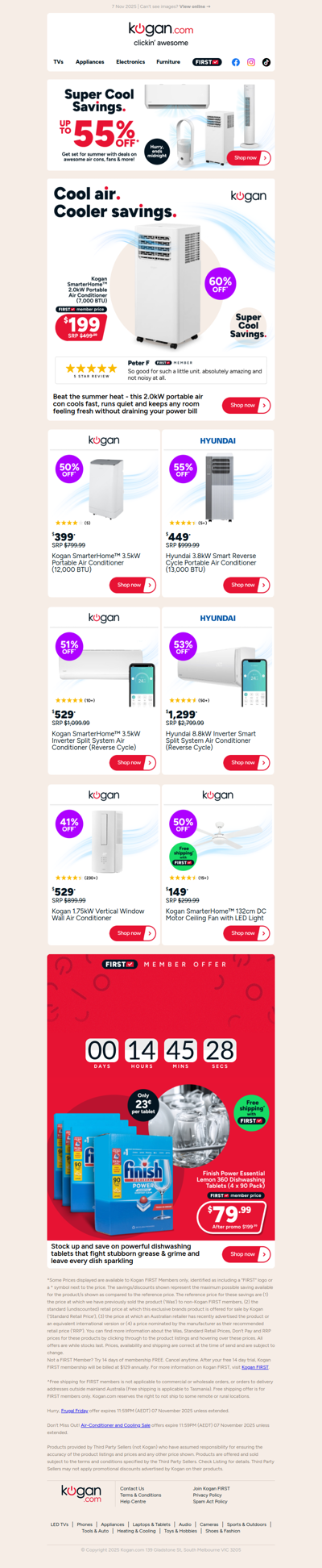 ENDS MIDNIGHT Air Conditioner and Cooling Sale ❄️ Up to 55% OFF air cons, fans & more