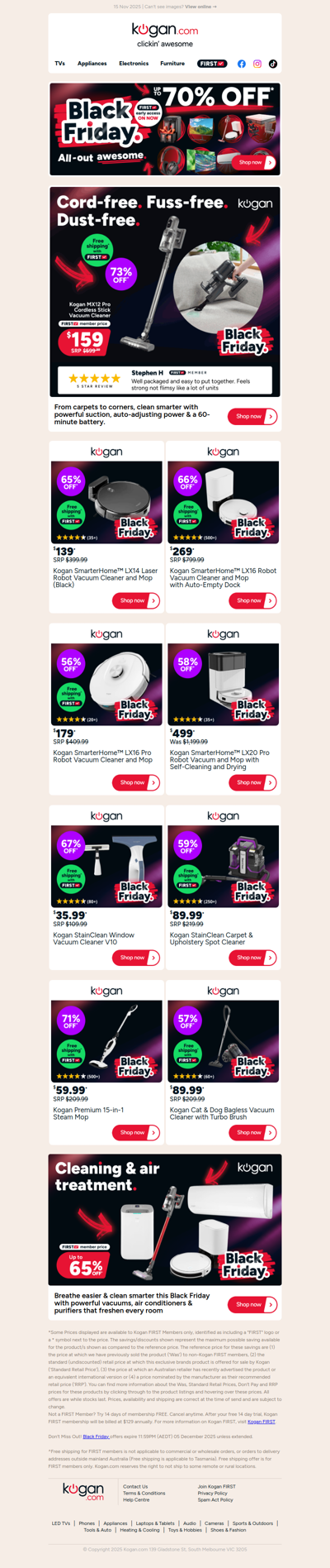 Black Friday deal ⚫ Best-selling Kogan Pro Stick Vac ONLY $159 (73% OFF standard retail price)