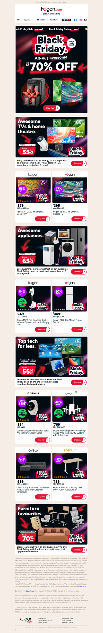 Black Friday Sale ON NOW ⚫ Up to 70% OFF all-out awesome TVs, tech, appliances & more!