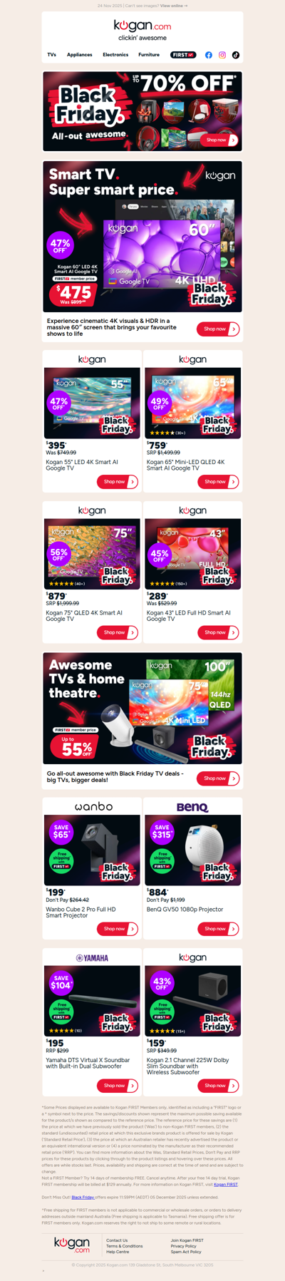 Black Friday TV deals 💥 Kogan 60