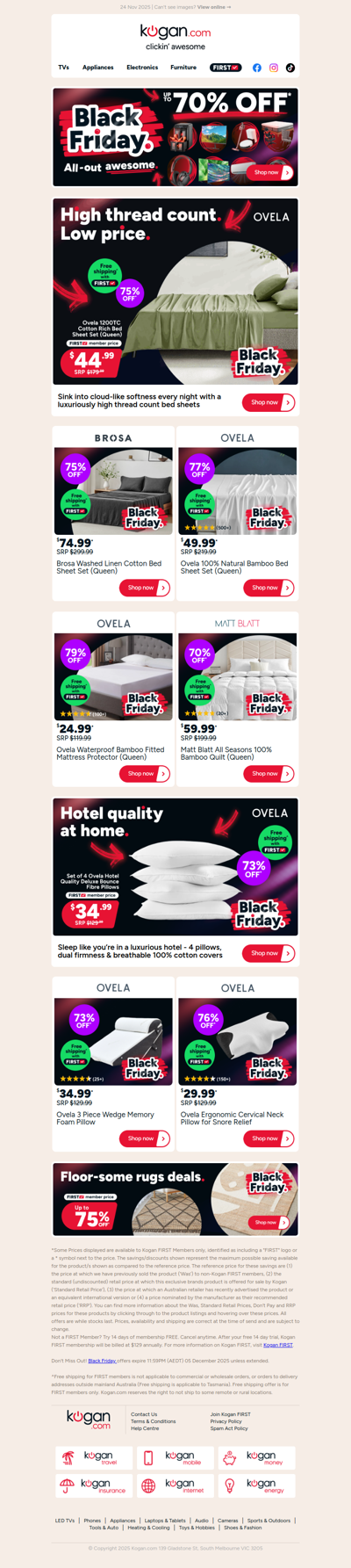 Ovela 1200TC Queen Bed Sheets ONLY $44.99 in our Black Friday Sale (75% OFF standard retail price)