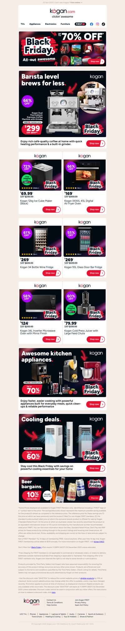 Black Friday deal 🔥 Kogan Espresso Coffee Machine with Grinder ONLY $299 (66% OFF standard retail price)