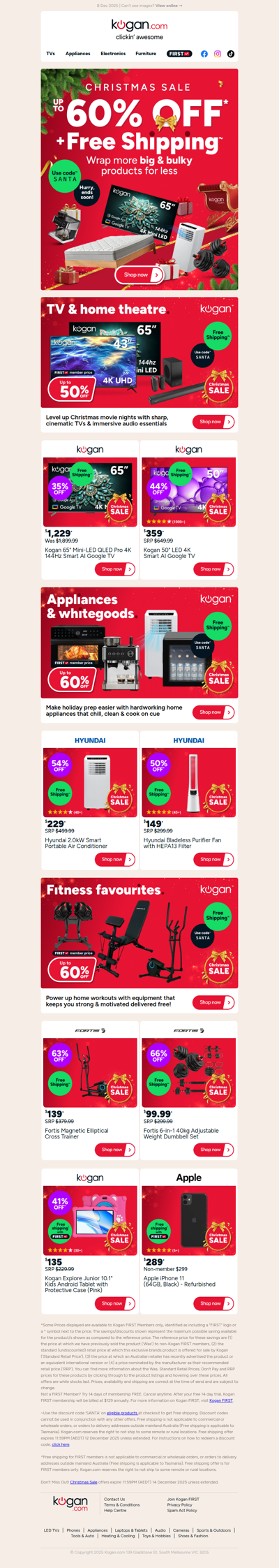 Christmas Free Shipping Sale 🎄 Up to 60% OFF + Free Shipping on awesome TVs, appliances, furniture & more!