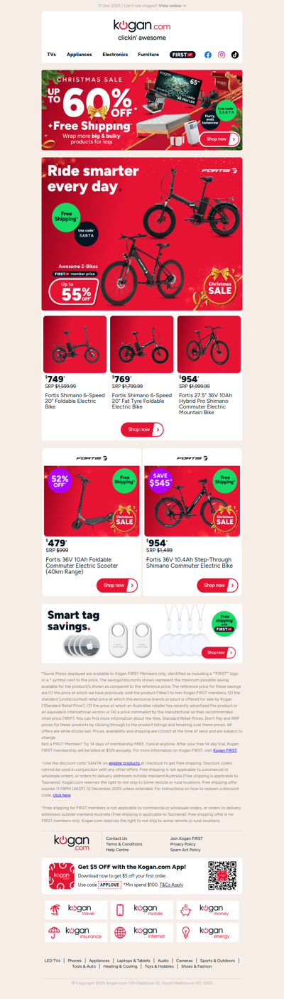 Up to 55% OFF + FREE shipping on eBikes in our Christmas Free Shipping Sale 🎁