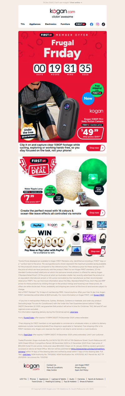 TODAY ONLY  🚨 Kogan Mini Body Action Camera ONLY $49.99 (rising to $249.95 tomorrow)