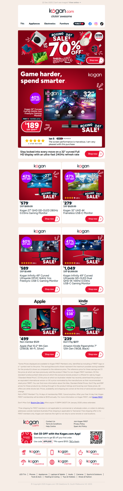 Boxing Day deal 🔥 Kogan 32