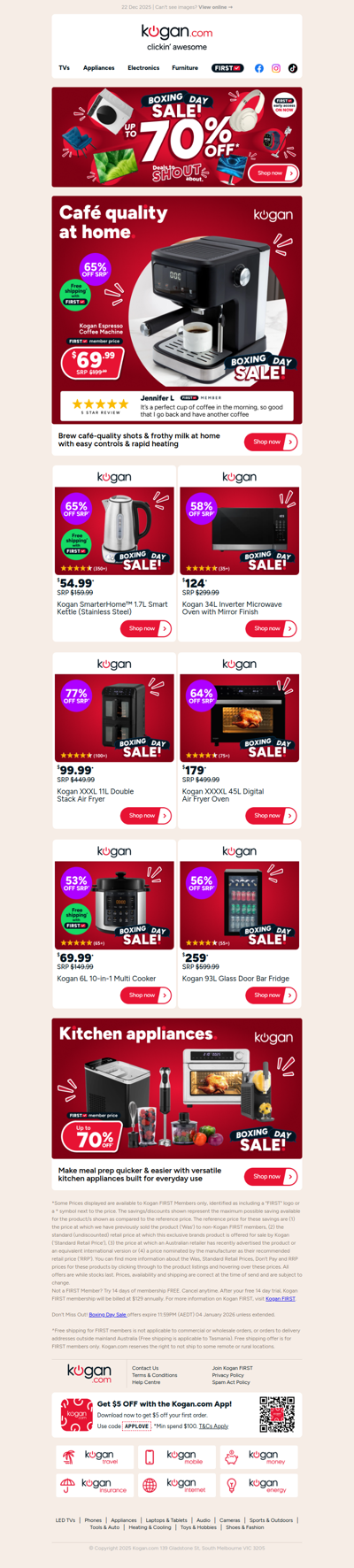 Kogan Espresso Coffee Machine ONLY $69.99 in our Boxing Day Sale (65% OFF standard retail price)