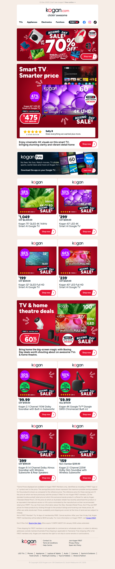 Boxing Day deal 🔥 Kogan 60