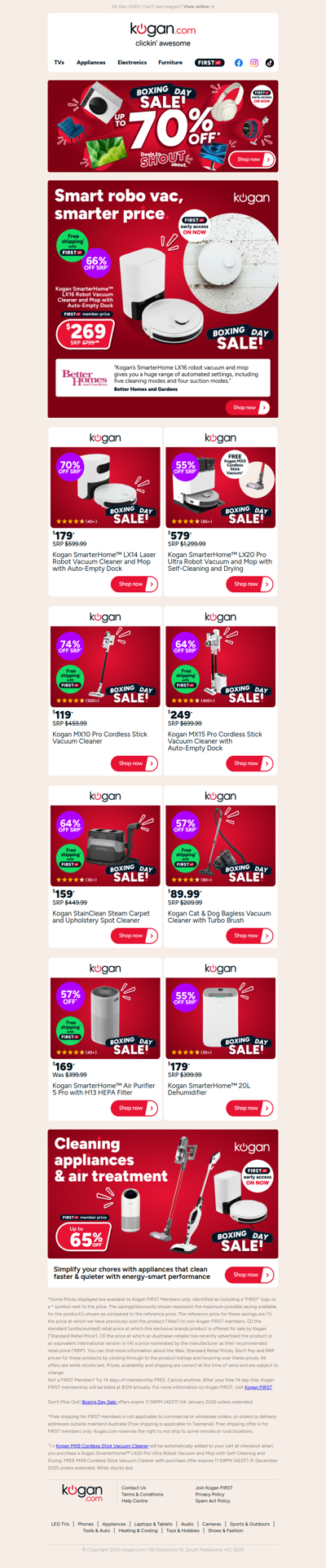 Boxing Day deal 🔥 ONLY $269 for Kogan SmarterHome™ Auto-Empty LX16 Robot Vac & Mop (66% OFF standard retail price)