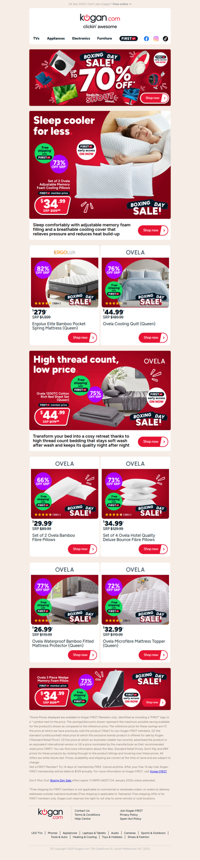 Set of 2 Memory Foam Cooling Pillows is UNDER $35 in our Boxing Day Sale 🤯 (73% OFF standard retail price)