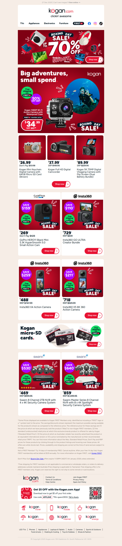 Boxing Day camera deals 📷 Kogan Action Camera with Waterproof Case ONLY $34.99 + free shipping