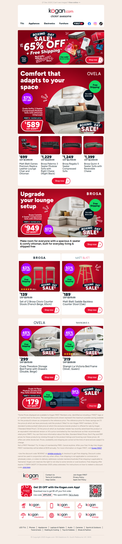 Free shipping deal 🚚 Ovela 3 Seater Modular Sofa ONLY $589 (57% OFF standard retail price)