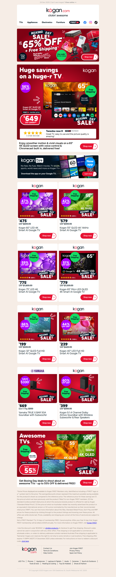 Boxing Day deal 🚨 Kogan 65