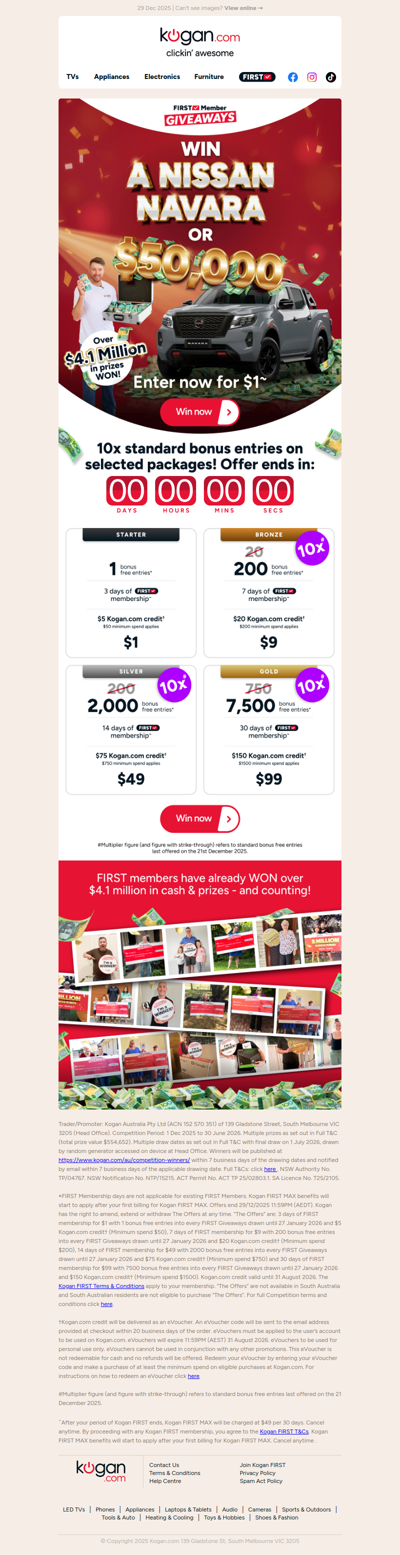 Xasd 🚨 Hurry, ends tonight!  WIN a Nissan Navara or $50K CASH with 10x Standard Bonus Entries!